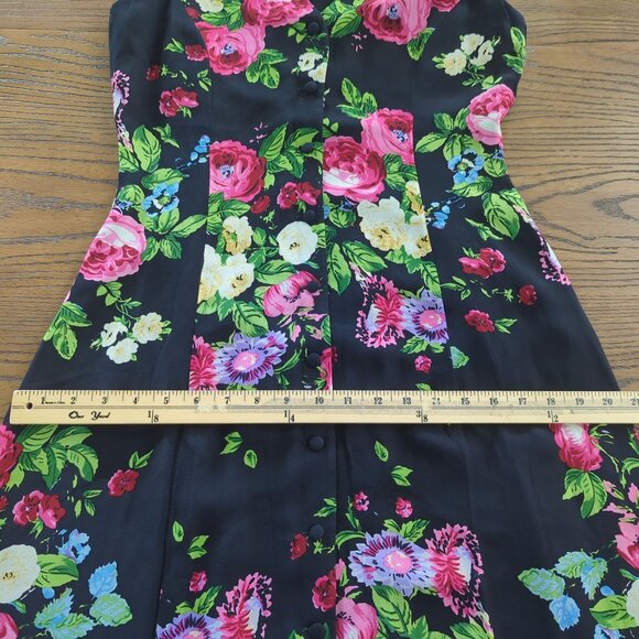 Rickie Freeman for Teri Jon Vintage Silk Dress Sleeveless Floral Colorful Maxi 4 - Picture 11 of 13